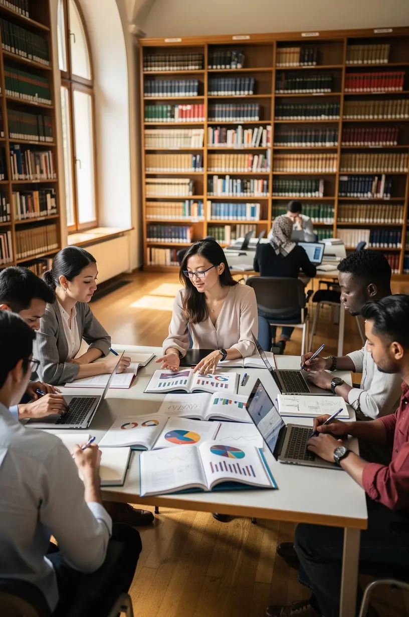 Könyvespolc tele személyes pénzügyi útmutatókkal és oktatóanyagokkal egy otthoni tanulósarokban.